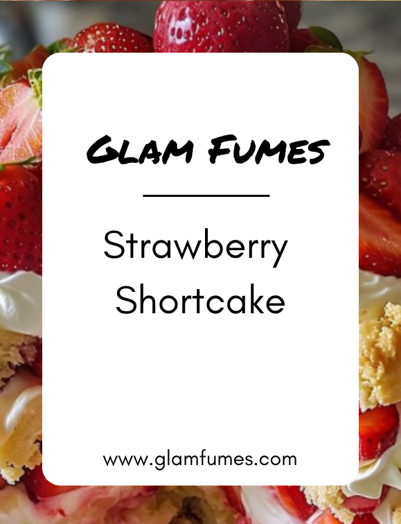 Strawberry shortcake perfume and body oil with layers of strawberries and whipped cream, branded by Glam Fumes.